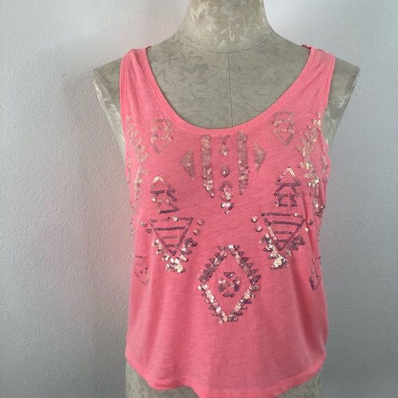 Victoria’s Secret PINK neon pink sequin muscle top - Picture 2 of 6